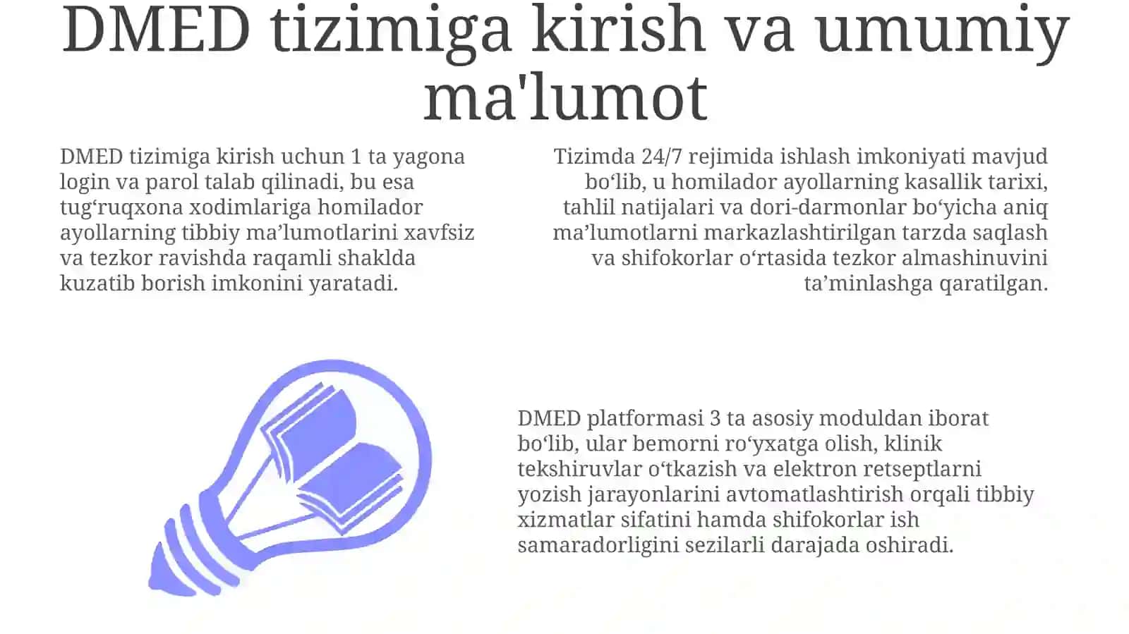 DMED tizimiga kirish va umumiy ma'lumot 3