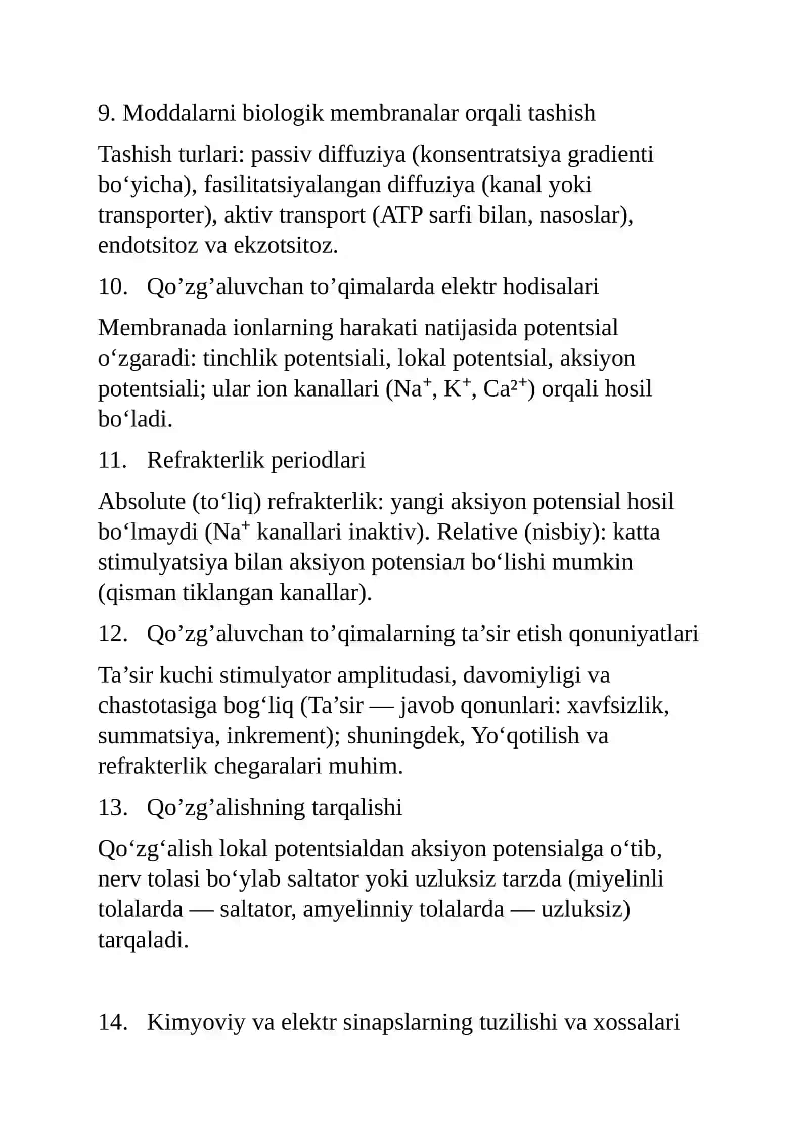 Normal Fiziologiya fanidan ON Savollariga Qisqacha Javobla 2 kurs 3
