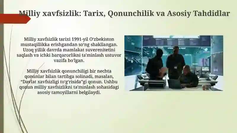 Milliy havszligni taminlash doirasida amalga owirilayotgan ishlar 3
