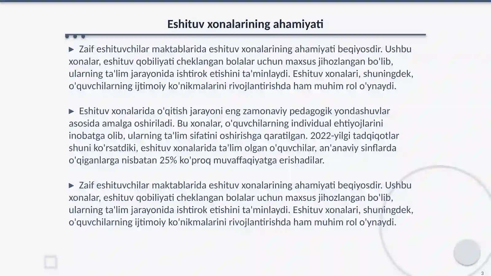 Zaif eshituvchilar maktablarida eshituv xonalari va ularning vazifalari 3