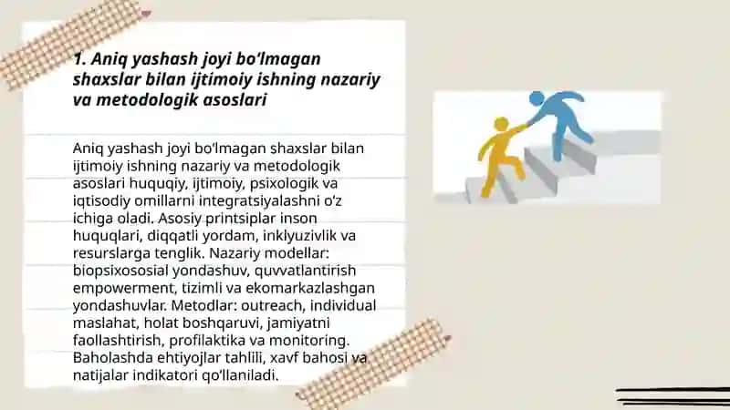 Aniq yashash joyi bòlmagan shaxslar bilan ijtimoiy ish 3