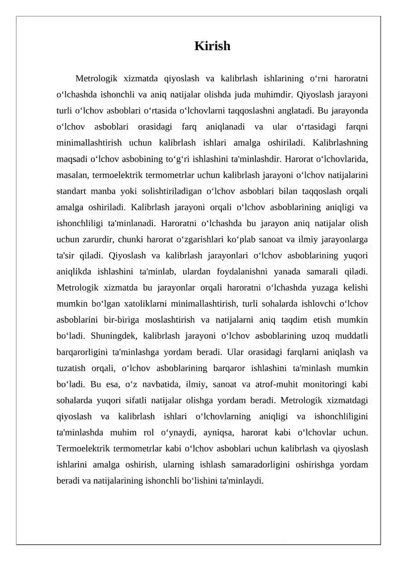 Metrologik xizmatda qiyoslash va kalibrlash ishlarini tutgan orni 3