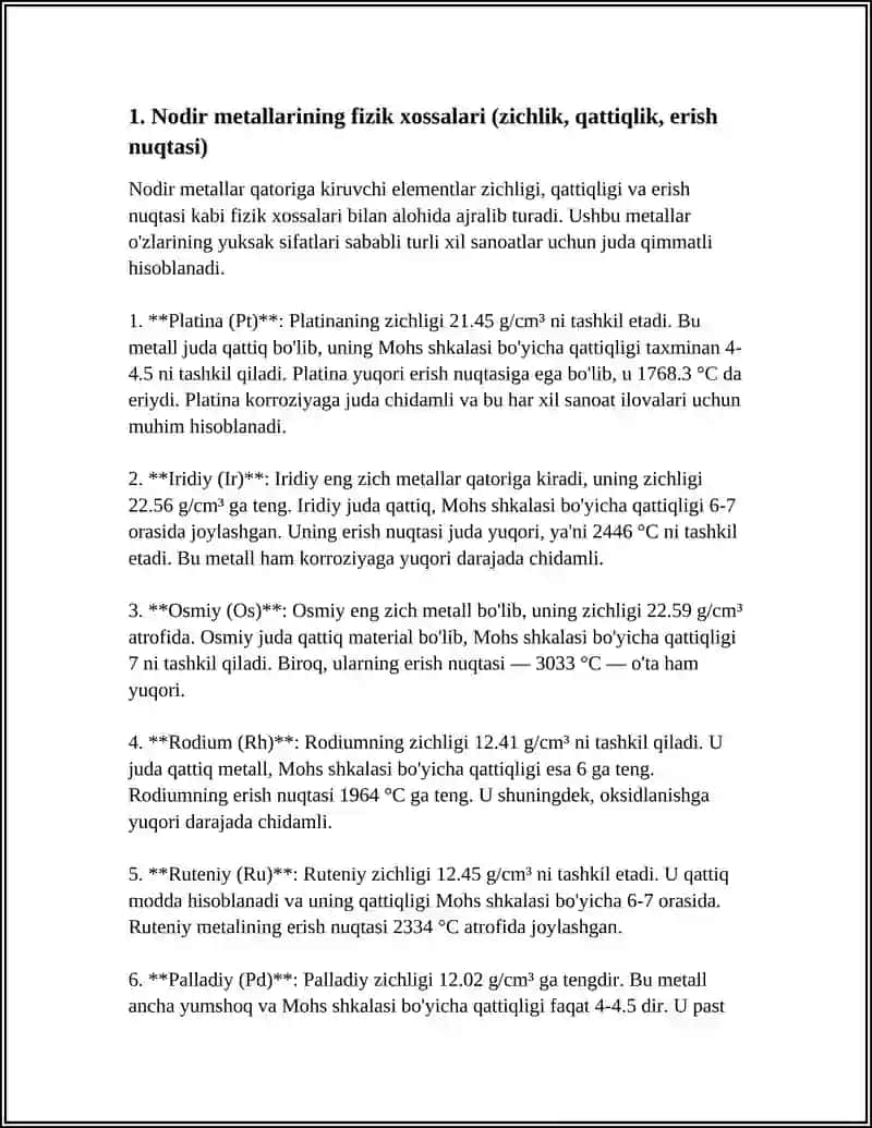 NODIR METALLAR, OLTIN VA KUMUSHNING XUSUSIYATLARI 3