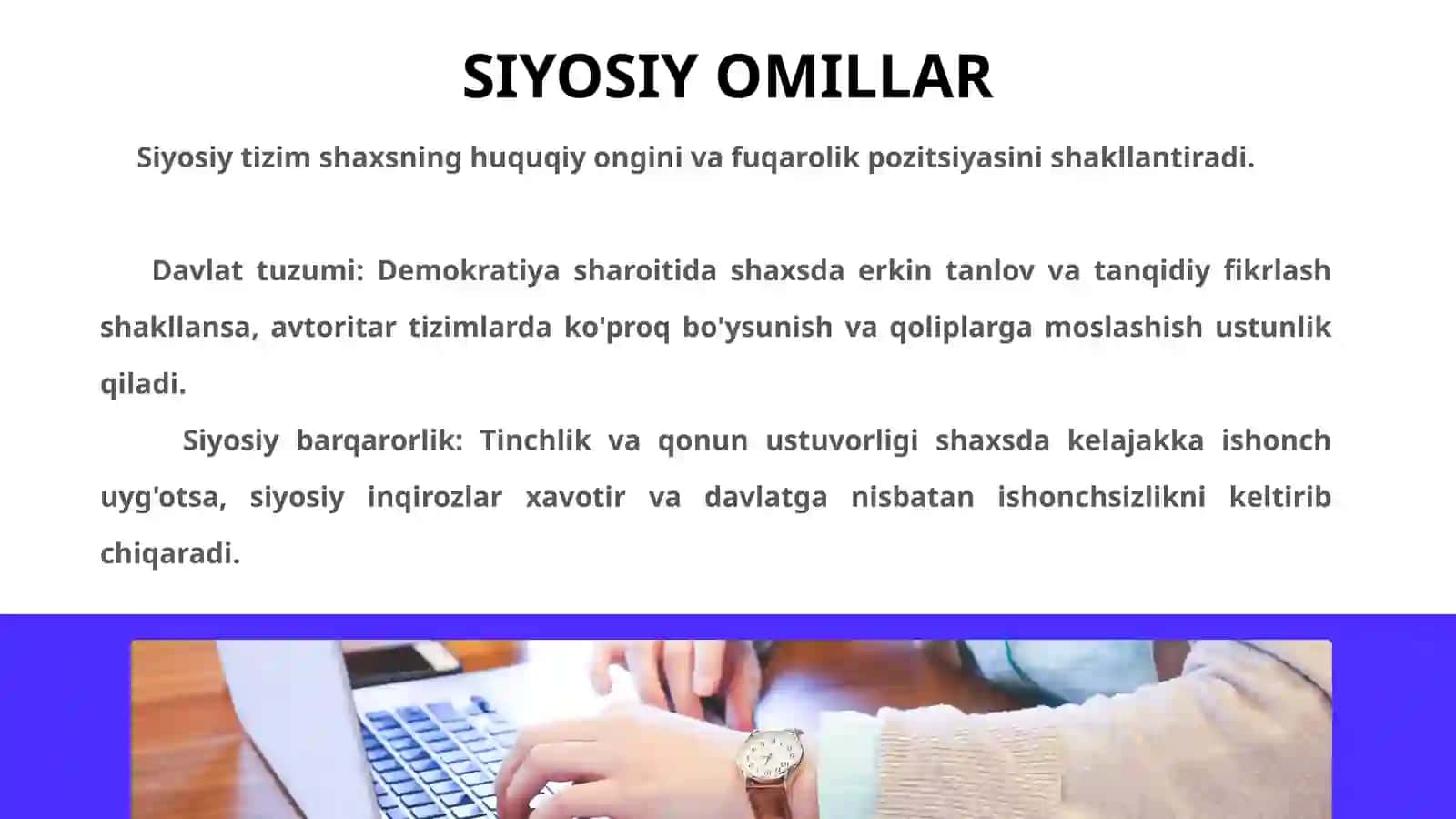 SHAXS IJTIMOIYLASHUVIGA SIYOSIY, IQTISODIY, EKOLOGIK OMILLARNING TA’SIRI. SOTSIOLOGIYADA IJTIMOIY STATUS TUSHUNCHASI MAVJUD 3