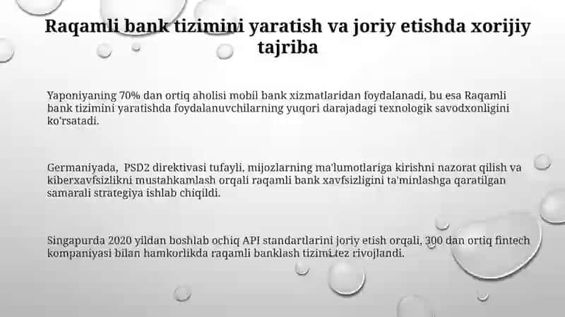 Raqamli bank tizimini tashkil etish va amalga oshiriladigan xorij tajribasi 3