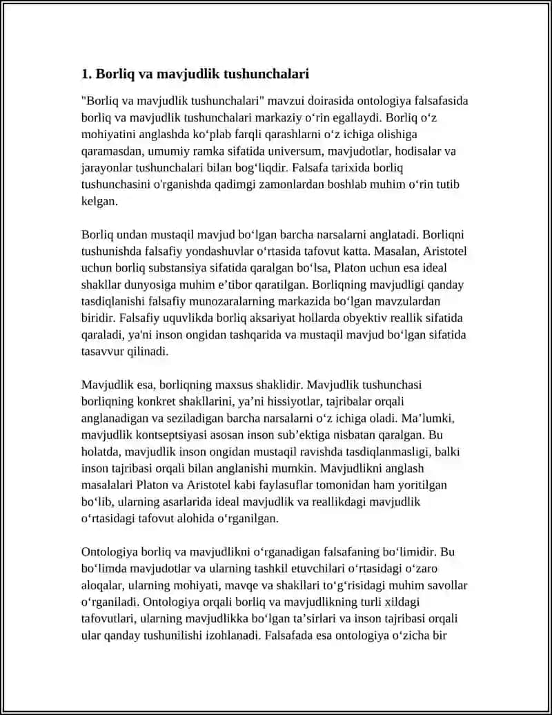 BORLIQ FALSAFASI ONTOLOGIYA 3