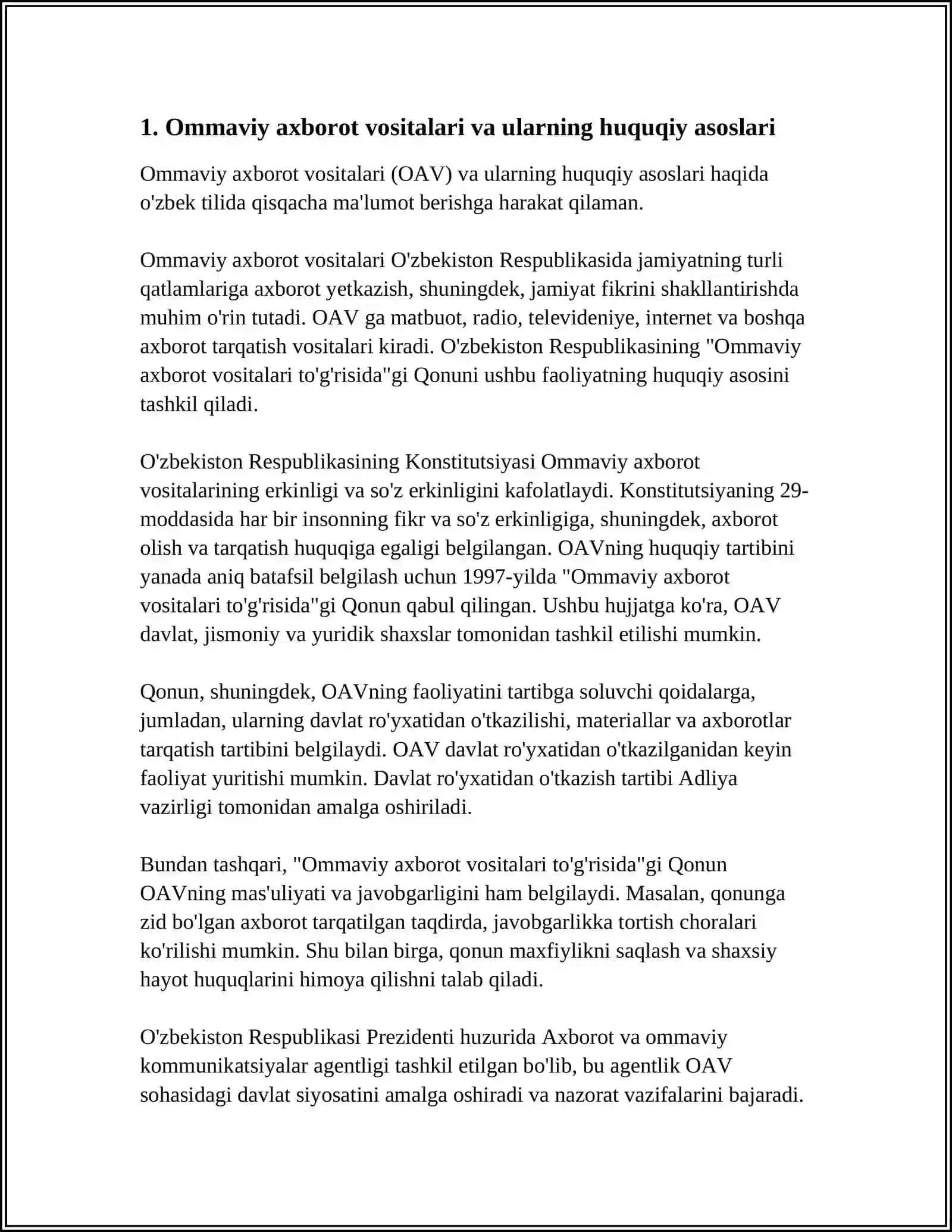 Ommaviy axborot vositalari va ularning huquqiy asoslari 3