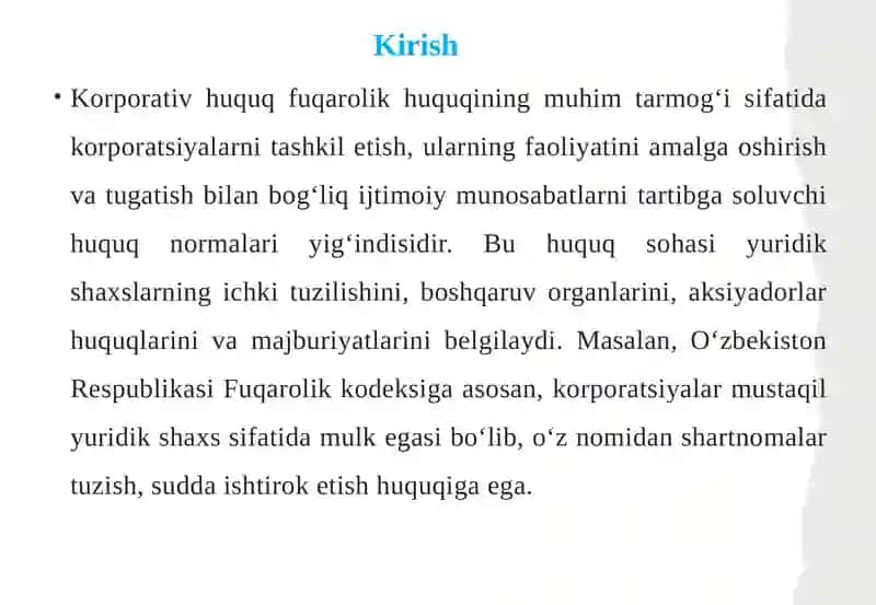 Korporativ huquqning subyektlari va obyektlari 3