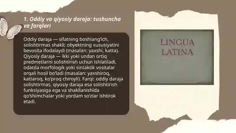 Sifatlarning qiyosiy va orttirma darajalari 3