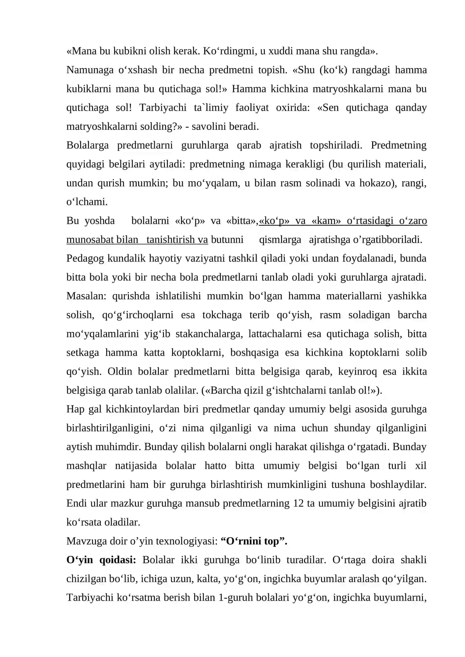 Ilk va maktabgacha yoshdagi bolalarning predmetlar miqdorini idrok qilish, esda olib qolishi va taqqoslashning o‘ziga xos xususiyatlari 3