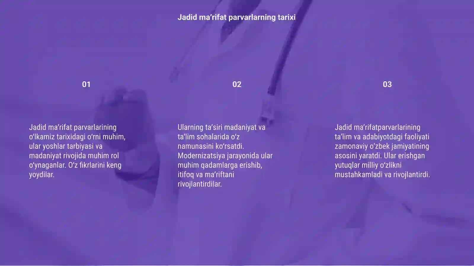 Jadid maʼrifat parvarlarning oʻlkamiz hayotida tutgan oʻrni 3