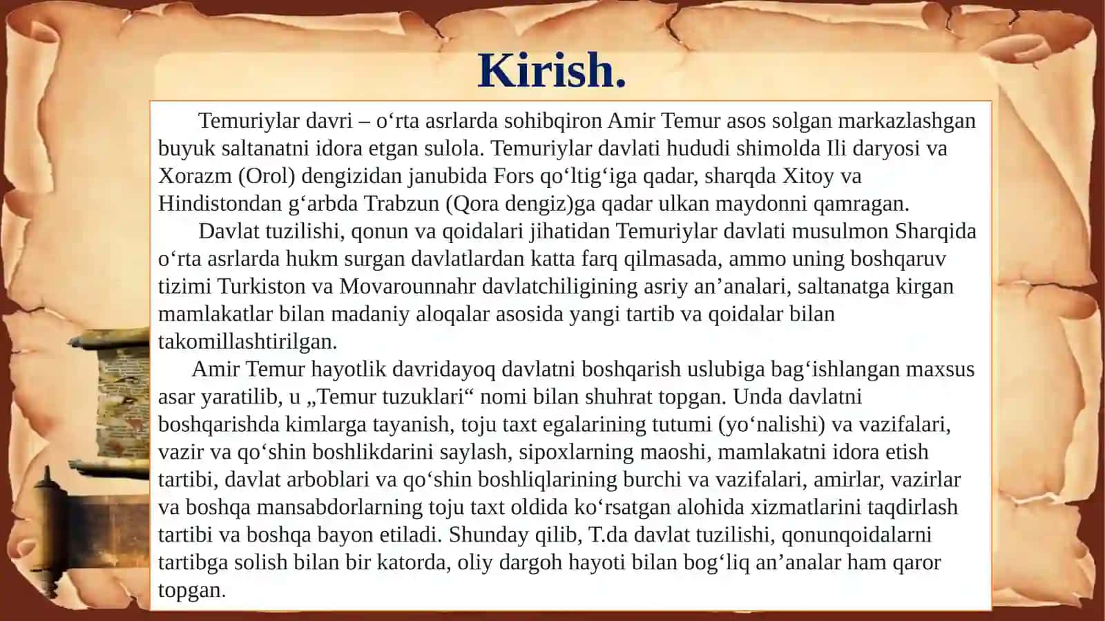 AMIR TEMUR VA TEMURIYLAR DAVRIDA DAVLAT BOSHQARUVI VA IJTIMOIY TUZUM. 3