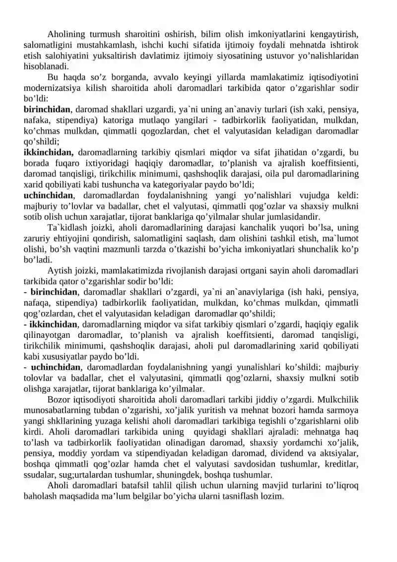 Aholi daromadlari va turmush darajasini oshirishning nazariy asoslari 3