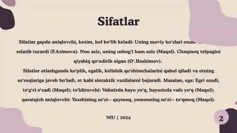 Sifat so'z turkumiyuz 3