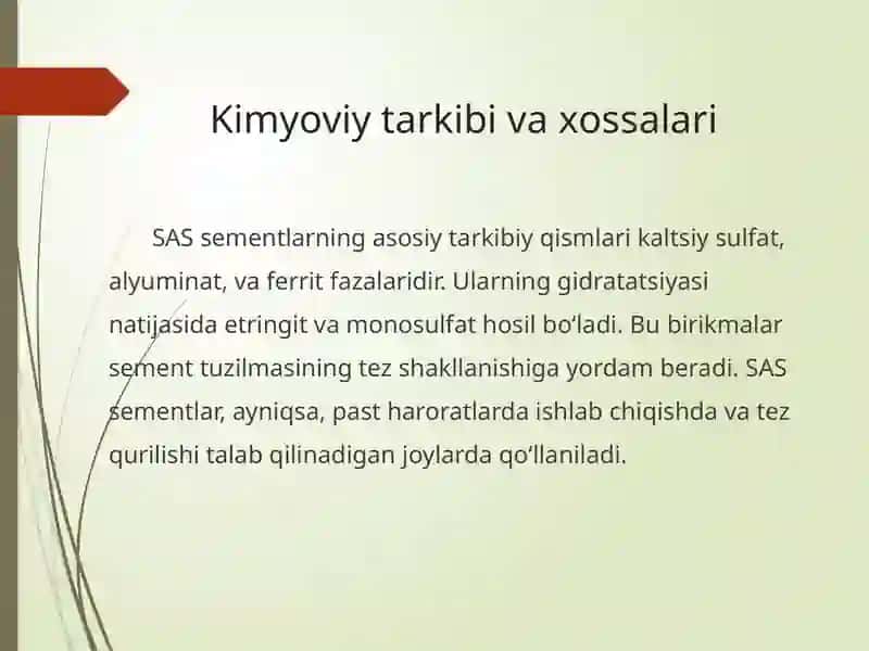 SAS sementlar asosida ko‘p komponentli sement ishlab chiqarish 3