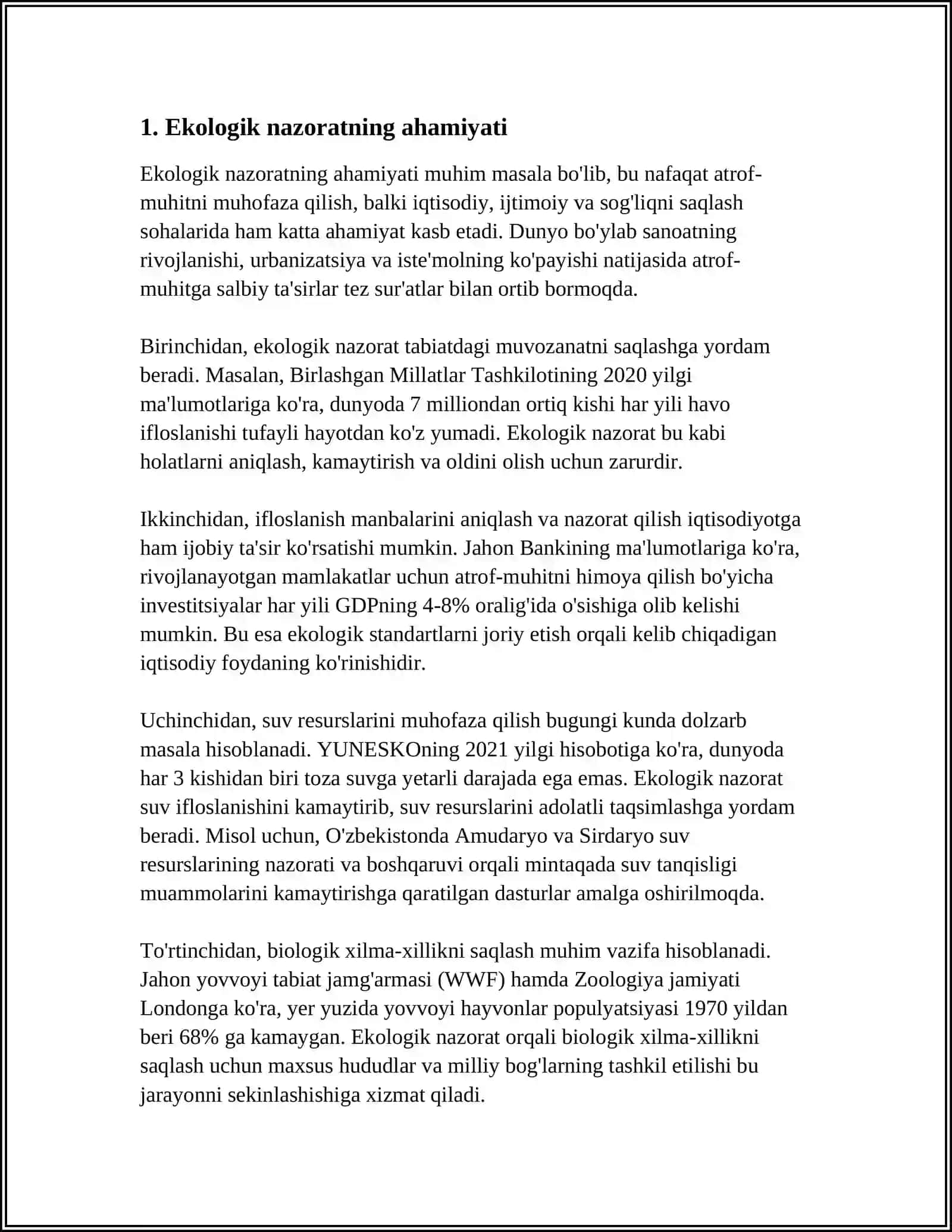 EKOLOGIK NAZORAT, EKSPERTIZA VA MONITORING 3