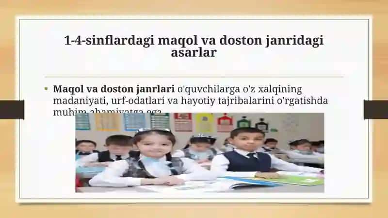 Taqdimot  1-4-sinflardagi maqol va doston janridagi asarlarni o'rganish va tahlil qilish. Lug'atlar ustida ishlashning amaliy ahamiyatini o'rganish. Boshlang'ich sinf ona tili darsliklarida matnlar ustida ishlash. 3