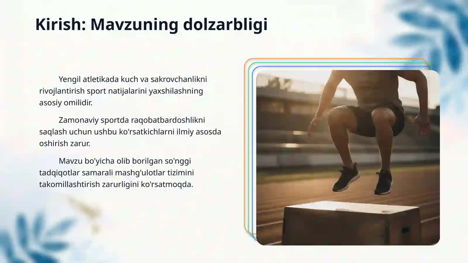 Yengil atletika holatda kuch va sakrovchanlikni rivojlantirish 3