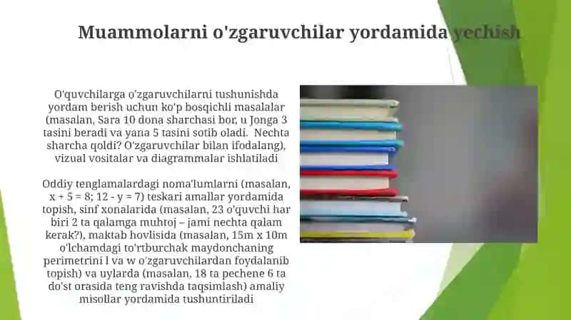 Boshlanģich sinfda o`zgaruvchanlik ifodalari ustida ishlash 3
