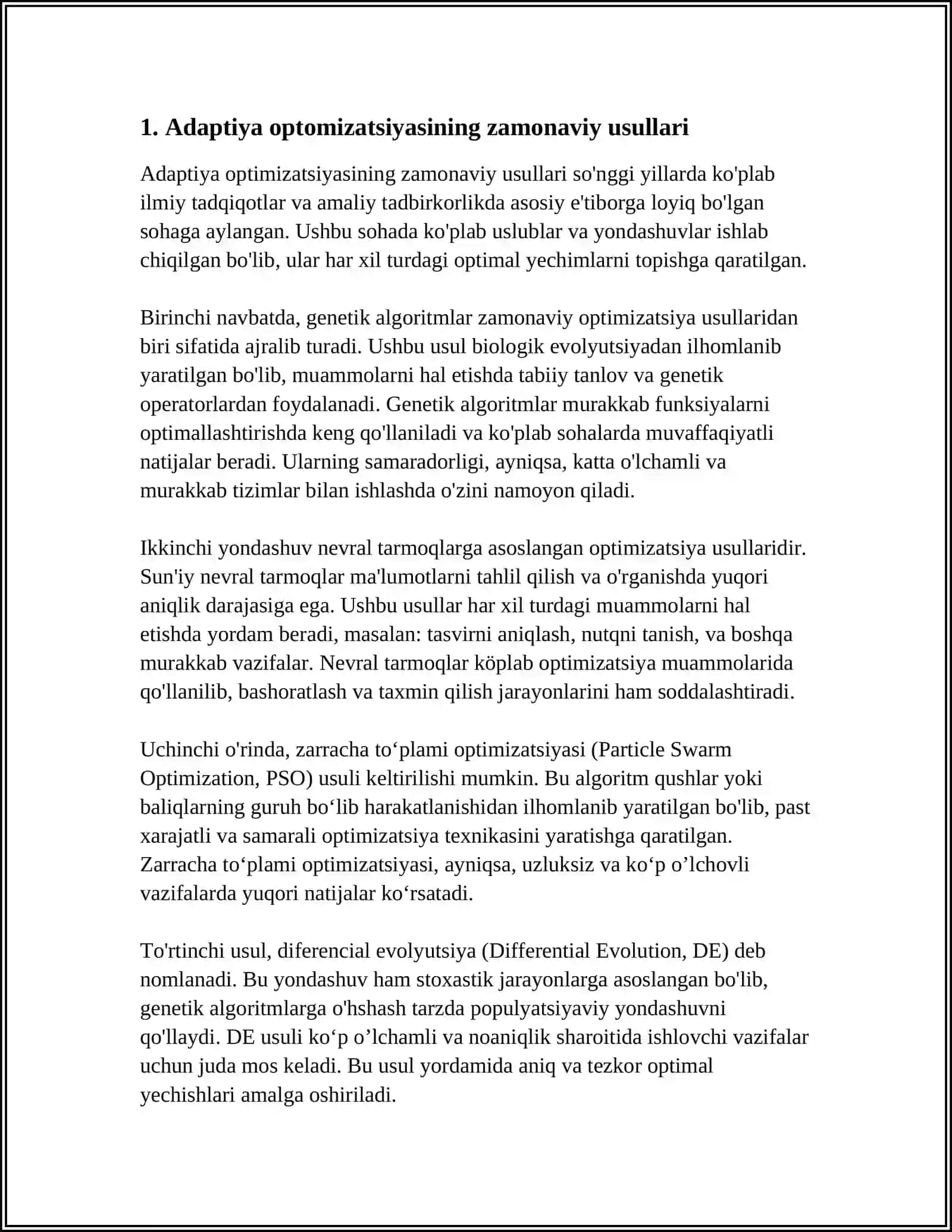 Adaptiya optimizatsiyasining zamonaviy usullari 3