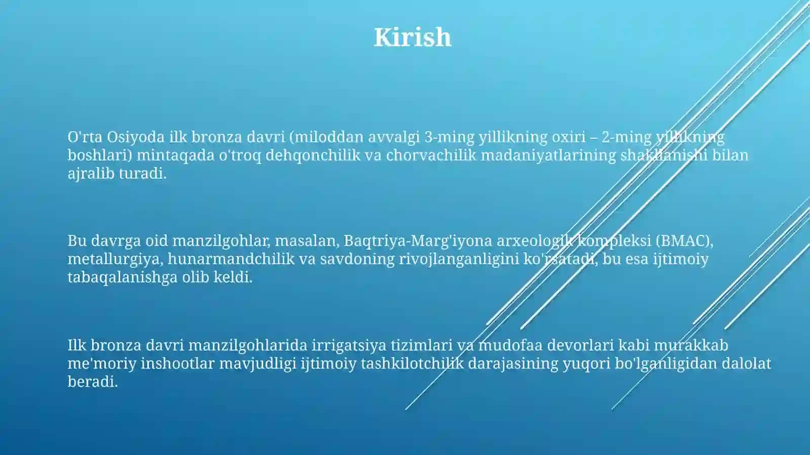 Òrta Osiyoda bronza davridagi iptidoiy manzilgohlarni 3