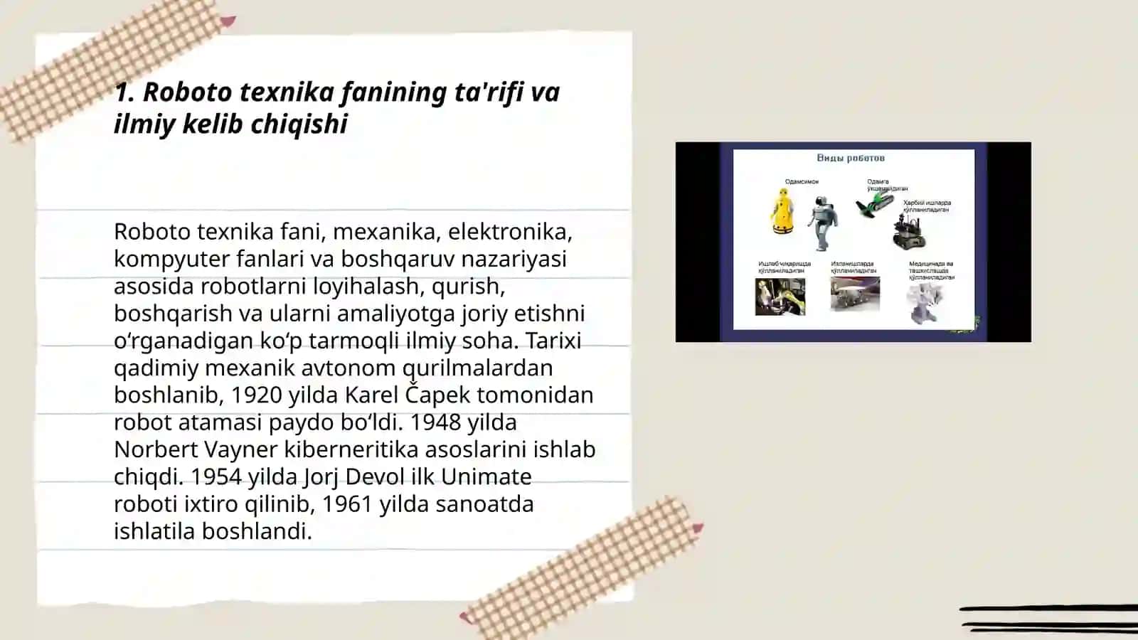 Roboto texnika fanining kelib chiqishi tarixi va bosqichlari 3