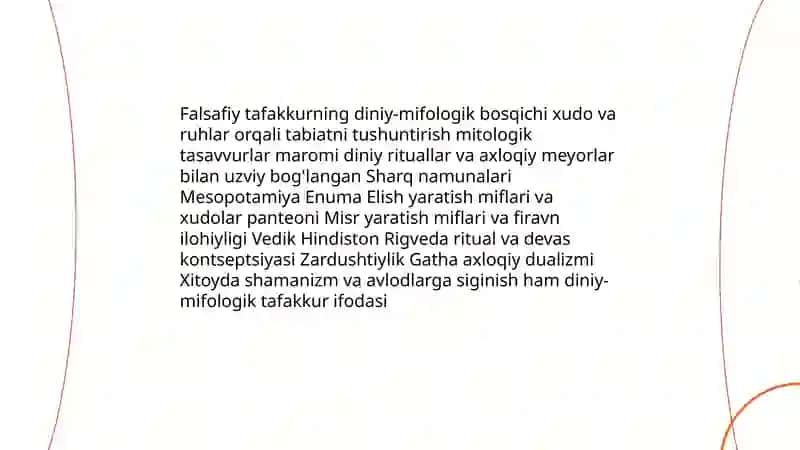 Falsafiy tafakkur taraqqiyot bosqichlari. Sharq falsafasi 3