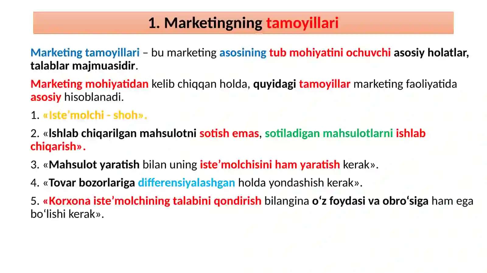 MARKETINGNING FUNKSIYALARI, VAZIFALARI VA TAMOYILLARI 3