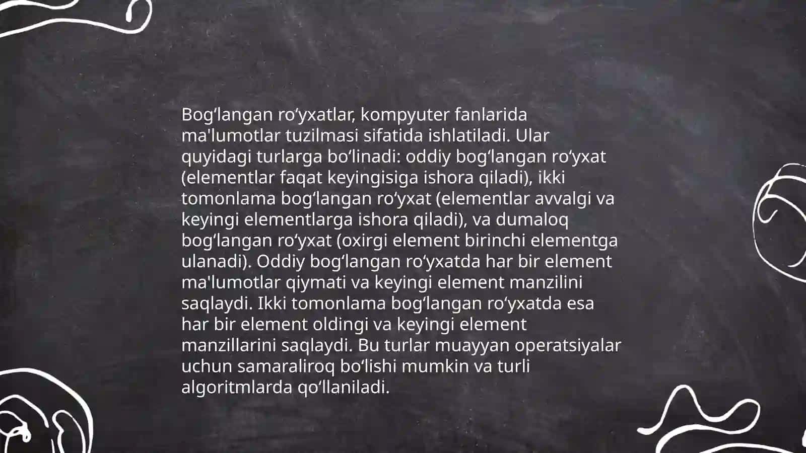 Bogʻlangan roʻyhatlar haqida tushunchalar 3