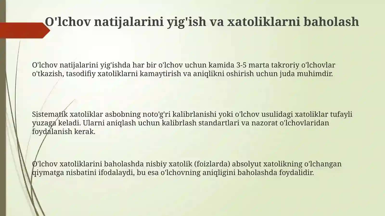 Oʻlchash natijalarini aniq misollar yordamida qayta ishlash 3