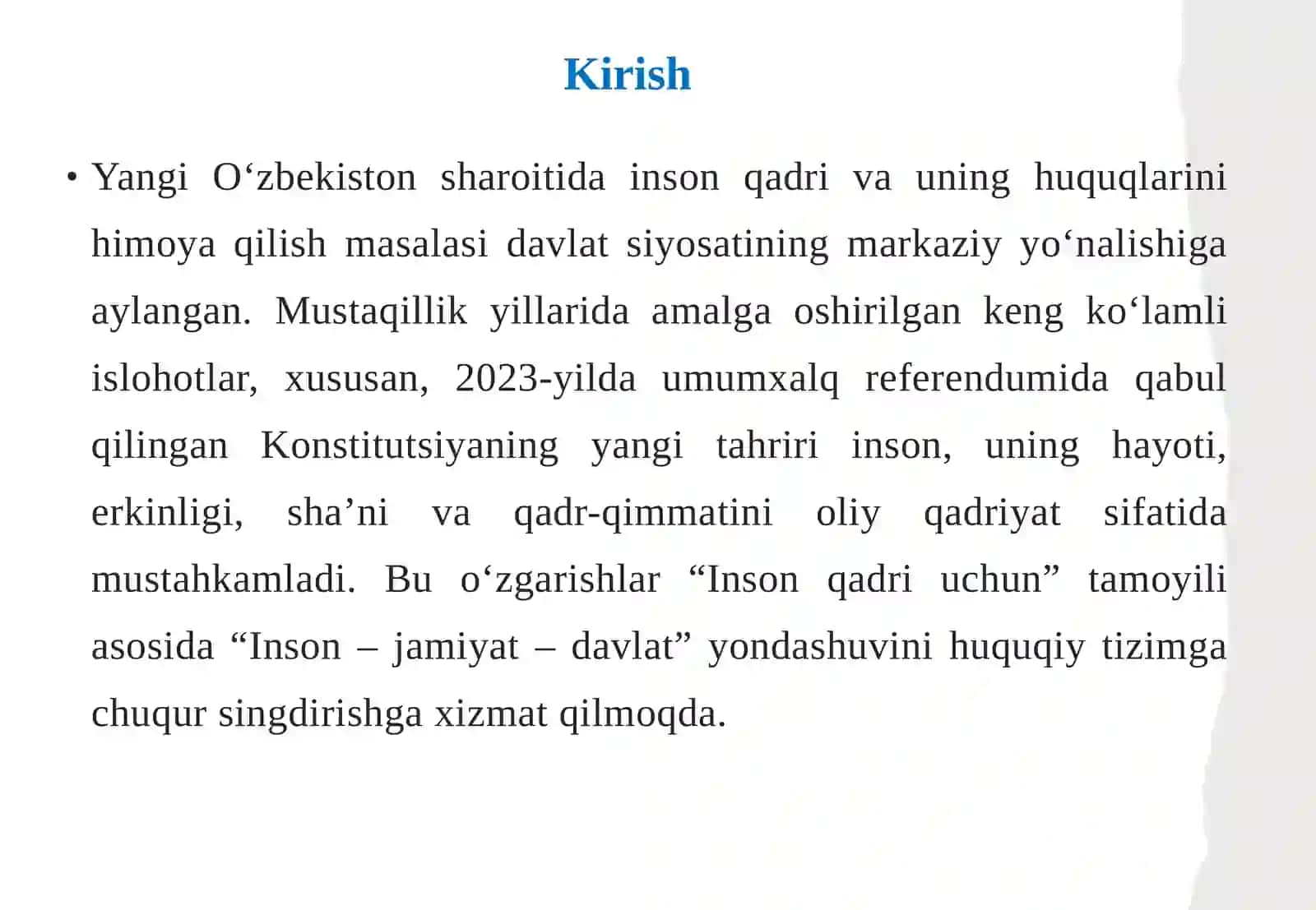 Yangi O‘zbekiston sharoitida inson qadri, nazariy huquqiy yondashuv 3