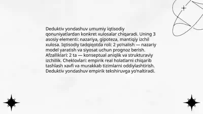 Deduktiv va induktiv yondashuvlarning iqtisodiy tadqiqotdagi o‘rni 3