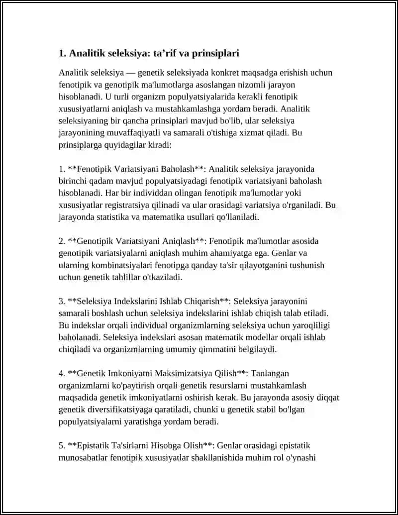 ANALITIK VA SINTETIK SELEKSIYA HAQIDA TUSHUNCHA VA ULARNI BIR BIRIDAN FARQI QOʻLLANISH TARIXI 3