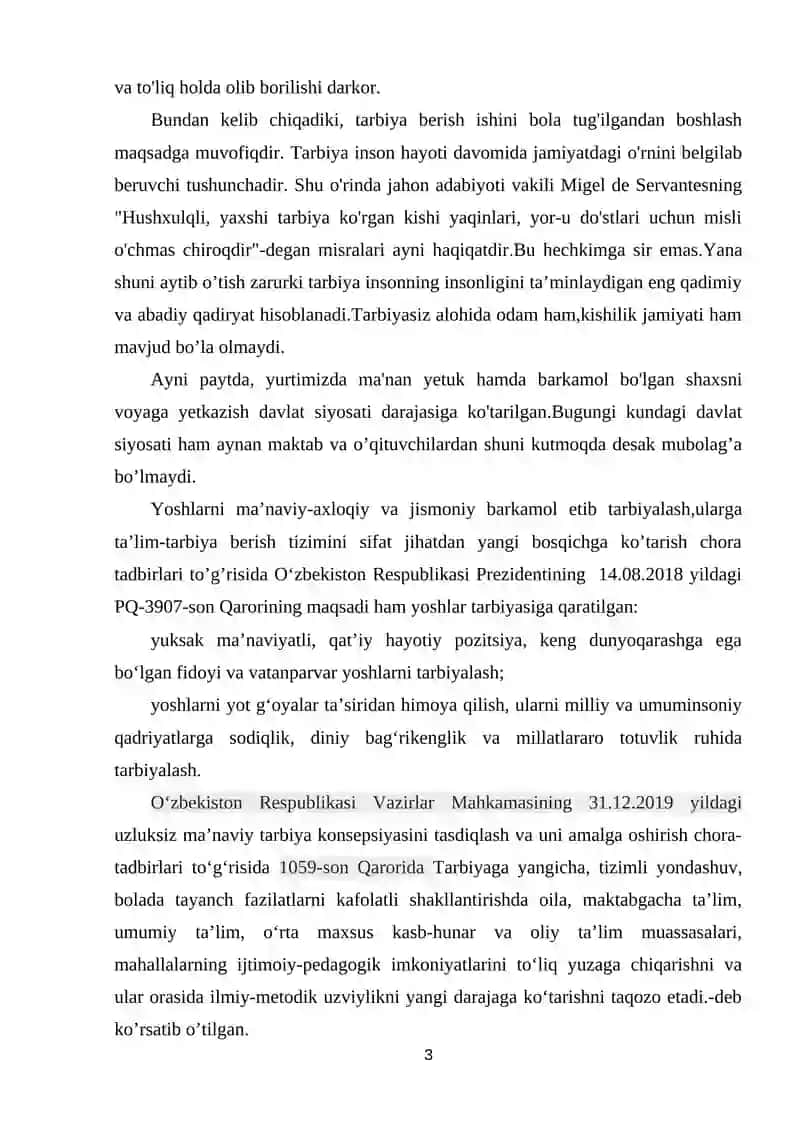 Boshlang’ich sinflarda ma’naviy-axloqiy tarbiyani amalga oshirishda milliy qadriyatlarning o’rni 3