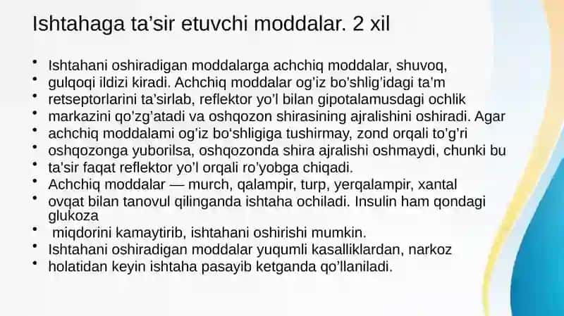 Meda-ichak faoliyatiga ta’sir etuvchi moddalar 3