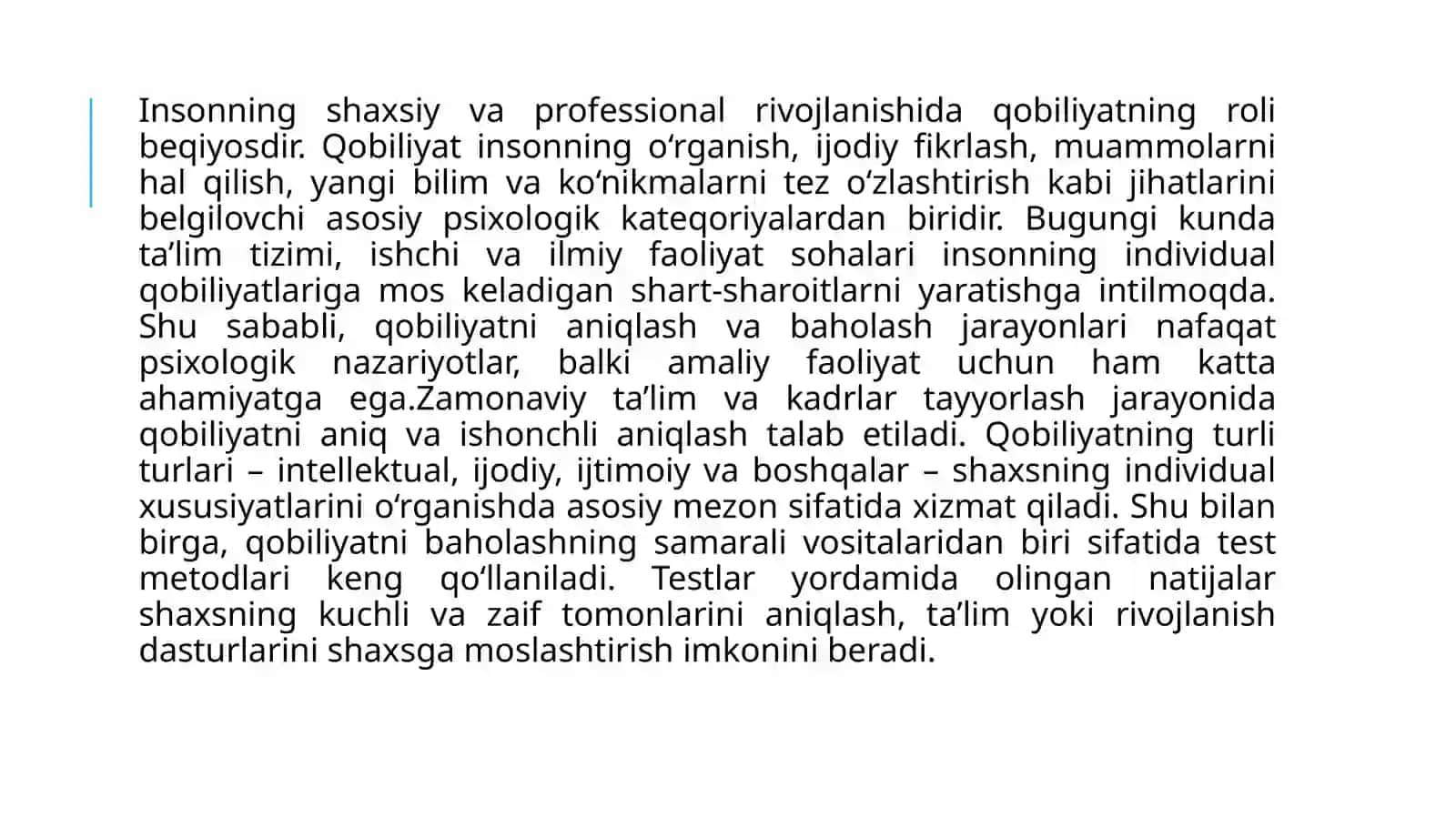Qobiliyatni o‘rganish test topshiriqlarini tanlashning o‘ziga xos jihatlari 3