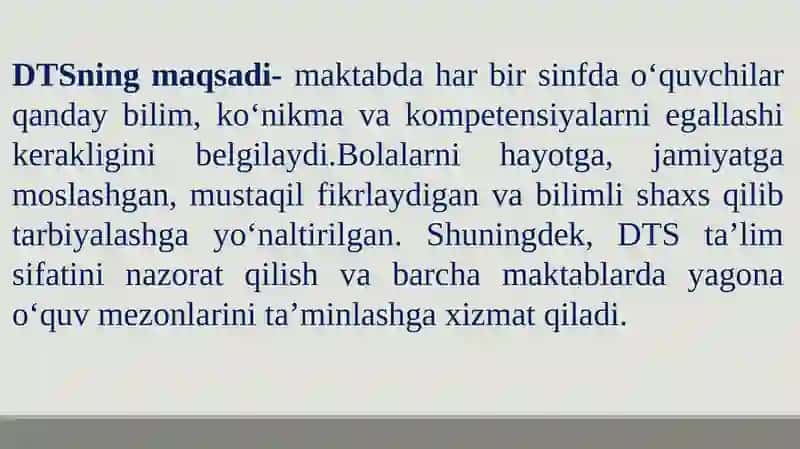 Davlat ta_lim standartining (DTS) mazmuni, tuzilmasi, mohiyati 3