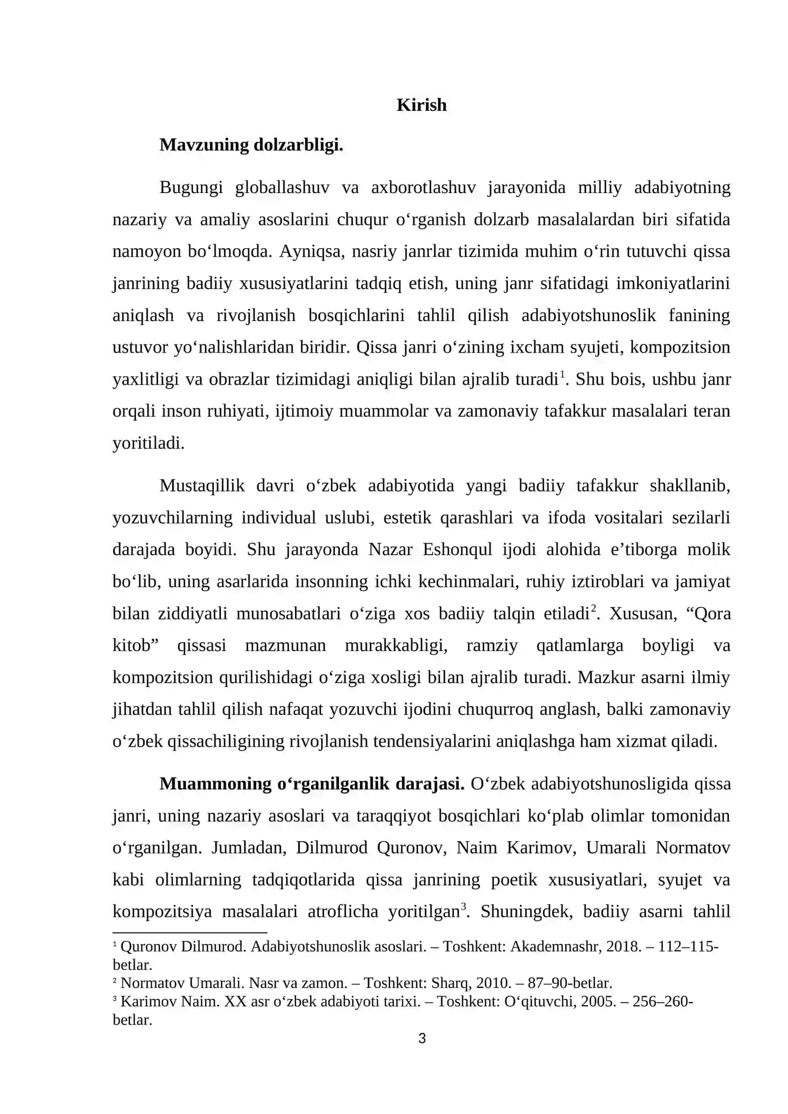 Nazar Eshonqul Qora kitob qissasi portikasi MAVZUSIDAGI BITIRUV MALAKAVIY ISHI 3