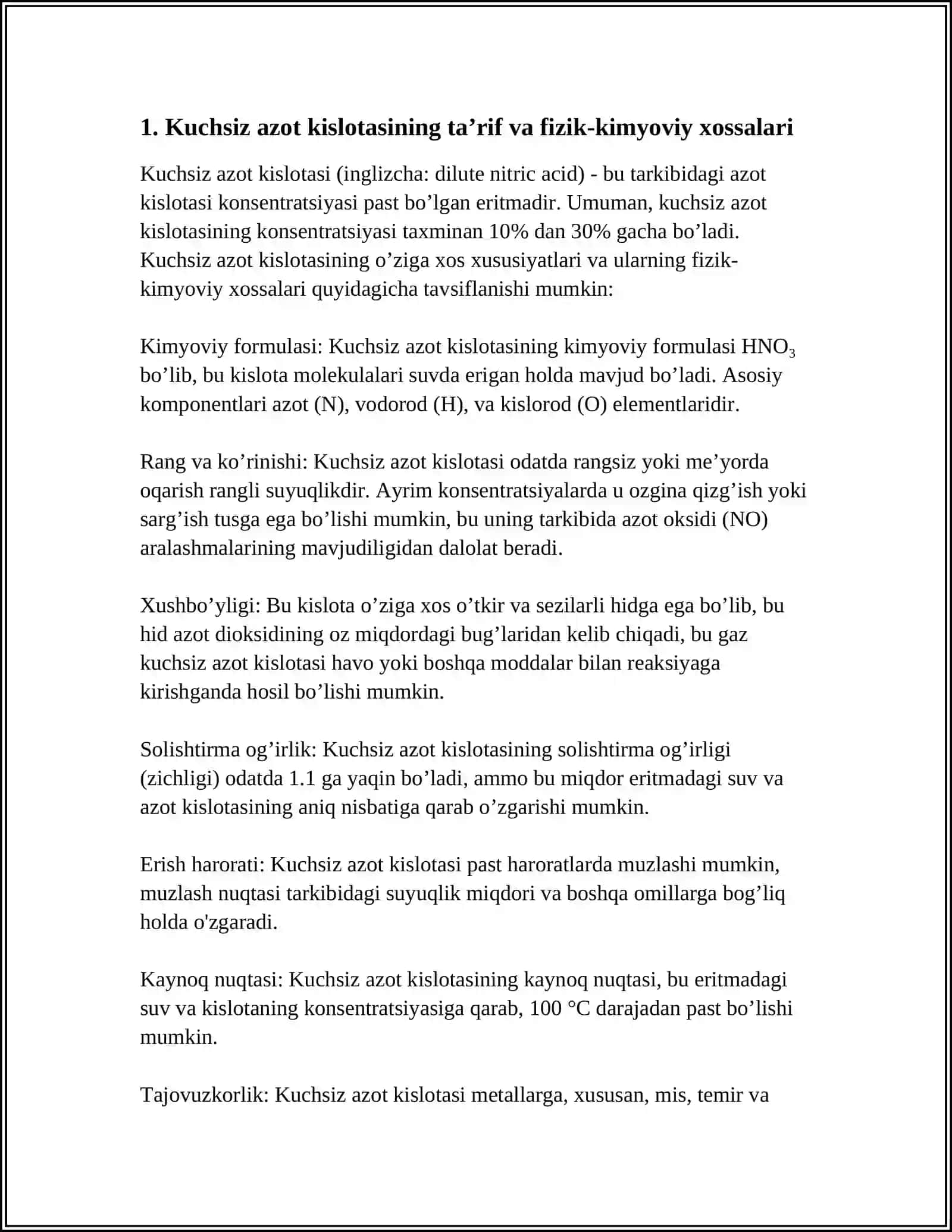KUCHSIZ AZOT KISLOTASINI OLISH TEXNALOGIYASI 3