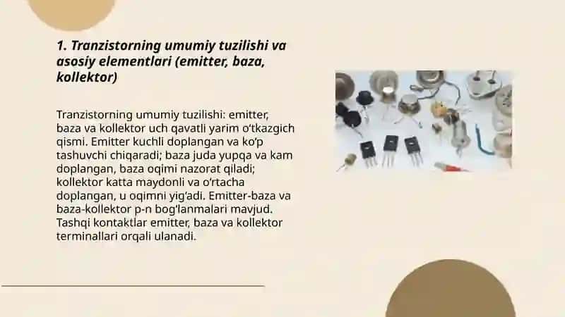 Tranzistorning tuzilishi, ish rejimlari va amaliy qo‘llanilishi 3