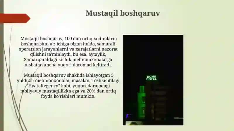 Mehmonxonalarning asosiy boshqarish shakllari 3
