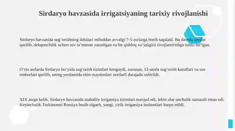 Sirdaryo havzasida irrigatsiya va melioratsiya 3