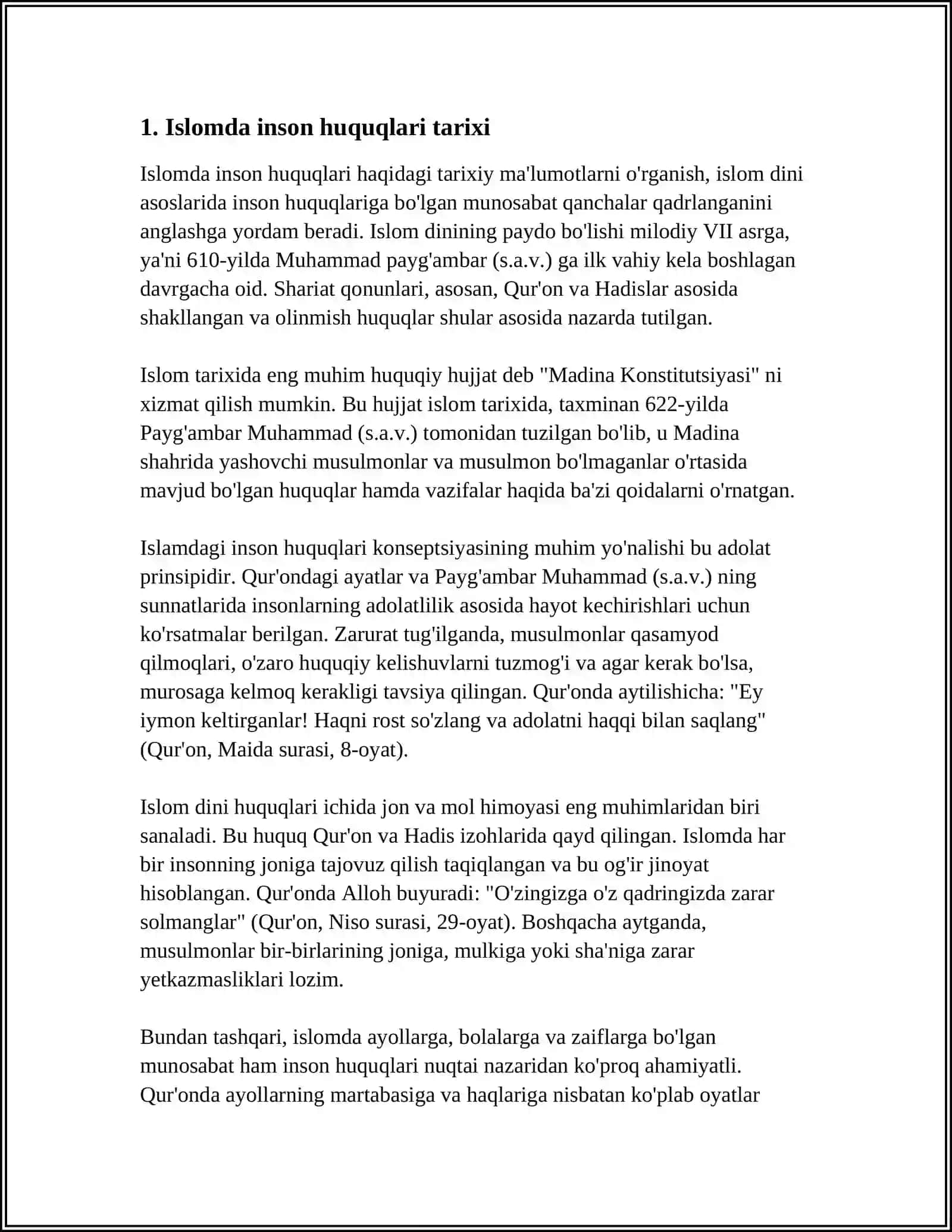 ISLOMDA INSON HUQUQLARI HIMOYASI, IJTIMOIY TENGLIK, ADOLAT VA TOLERANTLIK 3