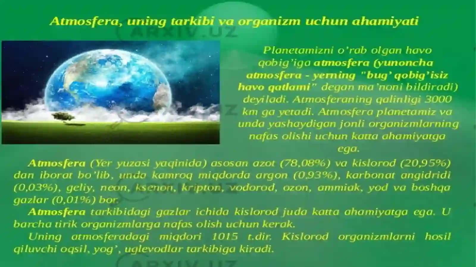 Iqlimomillari:yorugʻlikharorat, havo va suvga nisbatanoʻsimliklarningtipi 3