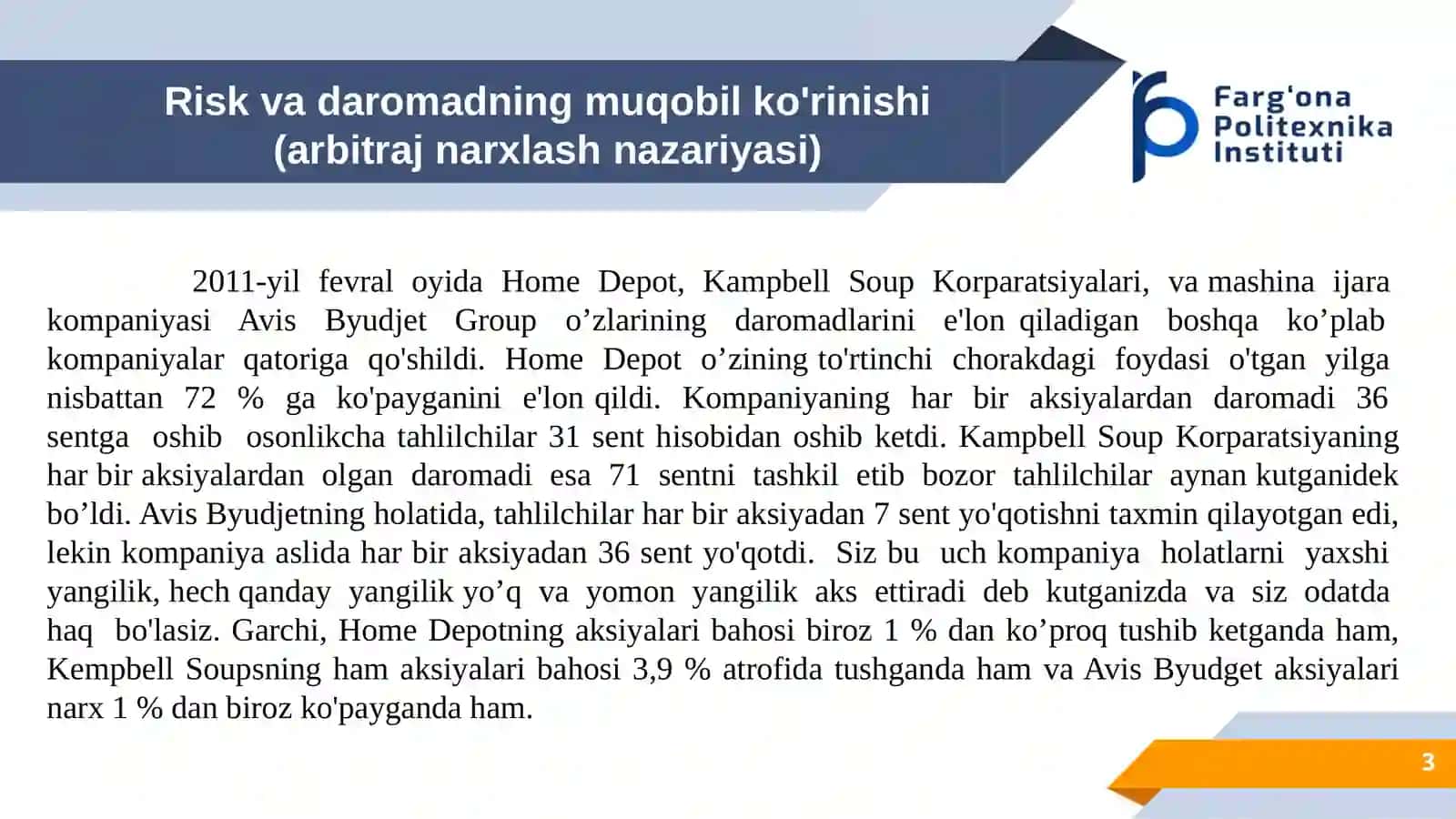 Zamonaviy (amaliy) moliya va risklar 3
