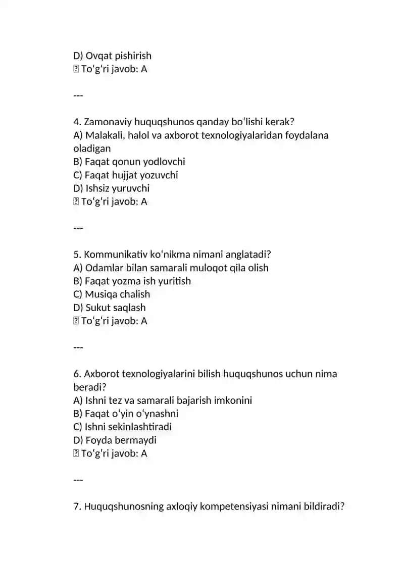 Huquq fanidan test 3