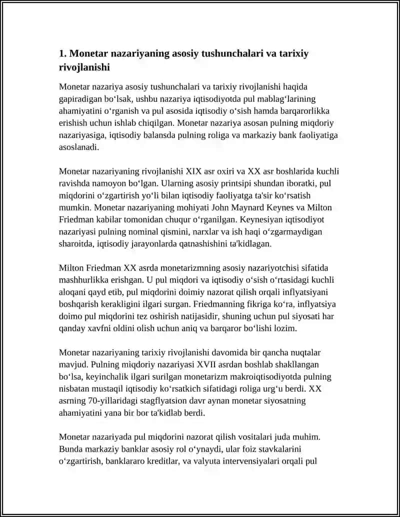 MONETAR NAZARIYA VA MONETAR SIYOSAT MAZMUNI 3