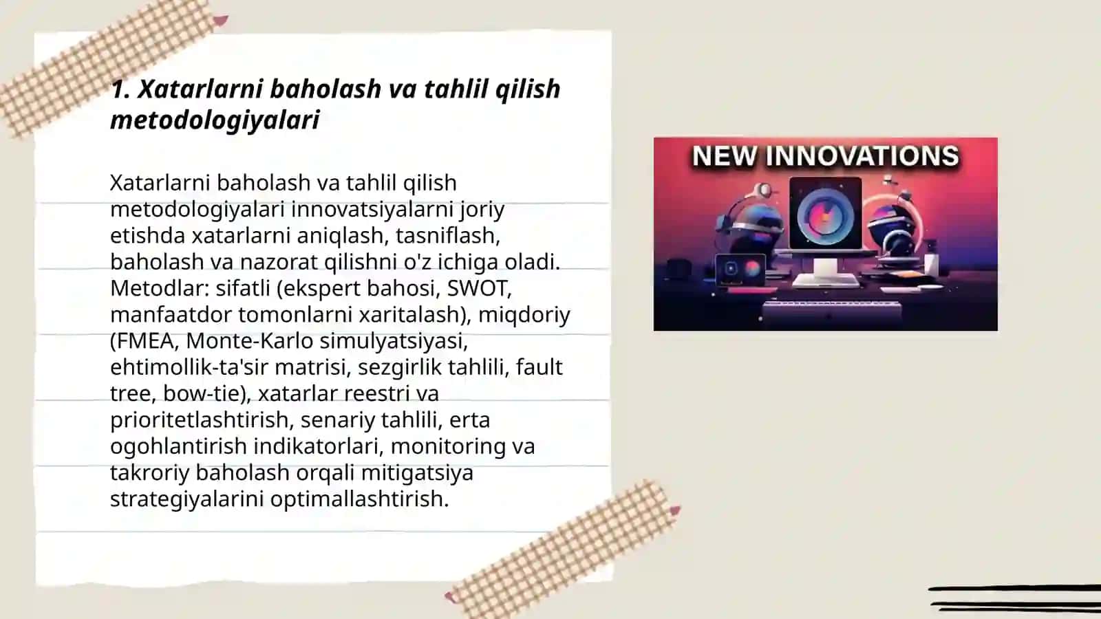 Xatarlarni baholash va tahlil qilish metodologiyalari 3
