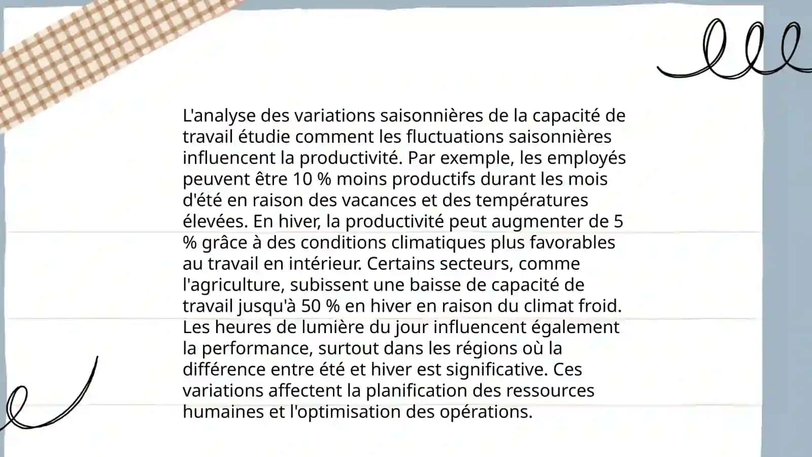 Déterminer le changement de capacité de travail au cours de l'année, du trimestre et de la journée 3
