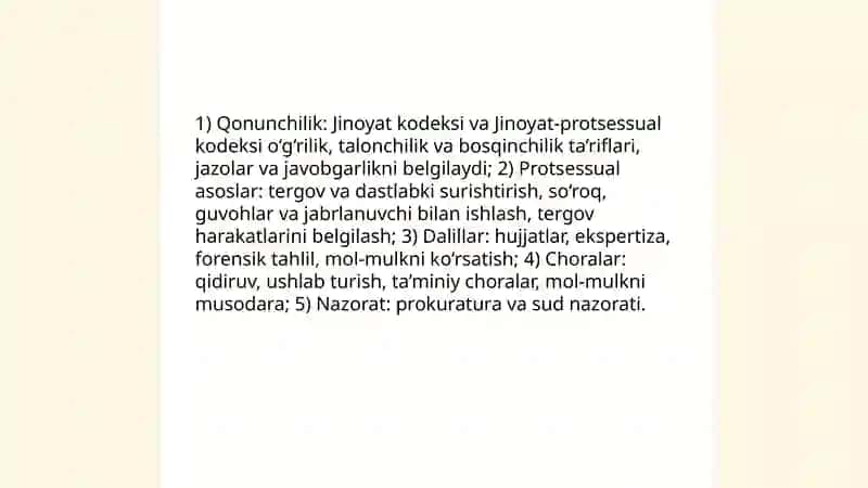 O’g’rilik, talonchilik va bosqinchilik jinoyatlarini tergov qilish 3